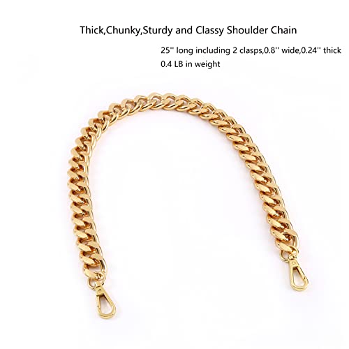 Yichain 25 Inch Trendy Chunky Metal Chain Purse Handle Shoulder Strap Replacement for Handbag (Yellow Gold) - Image 2