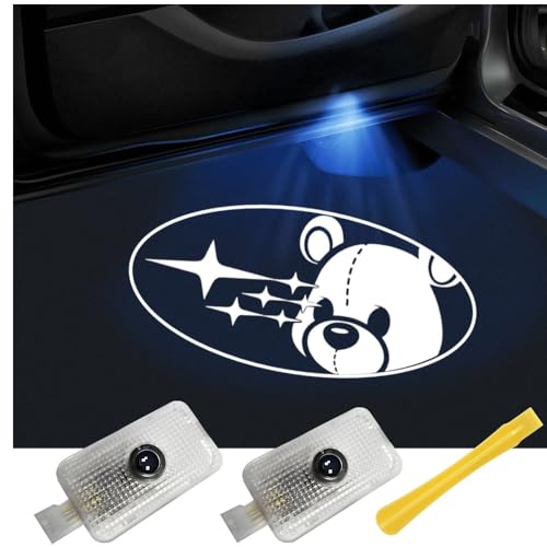 Kegoova 2PCS Kegoova Fadeless Car Door Lights Logo, Glass Lens Puddle Lights, Welcome Projector Lights Compatible with Forester Outback Ascent Legacy XV Accessories (SBR-Bear) - Image 1
