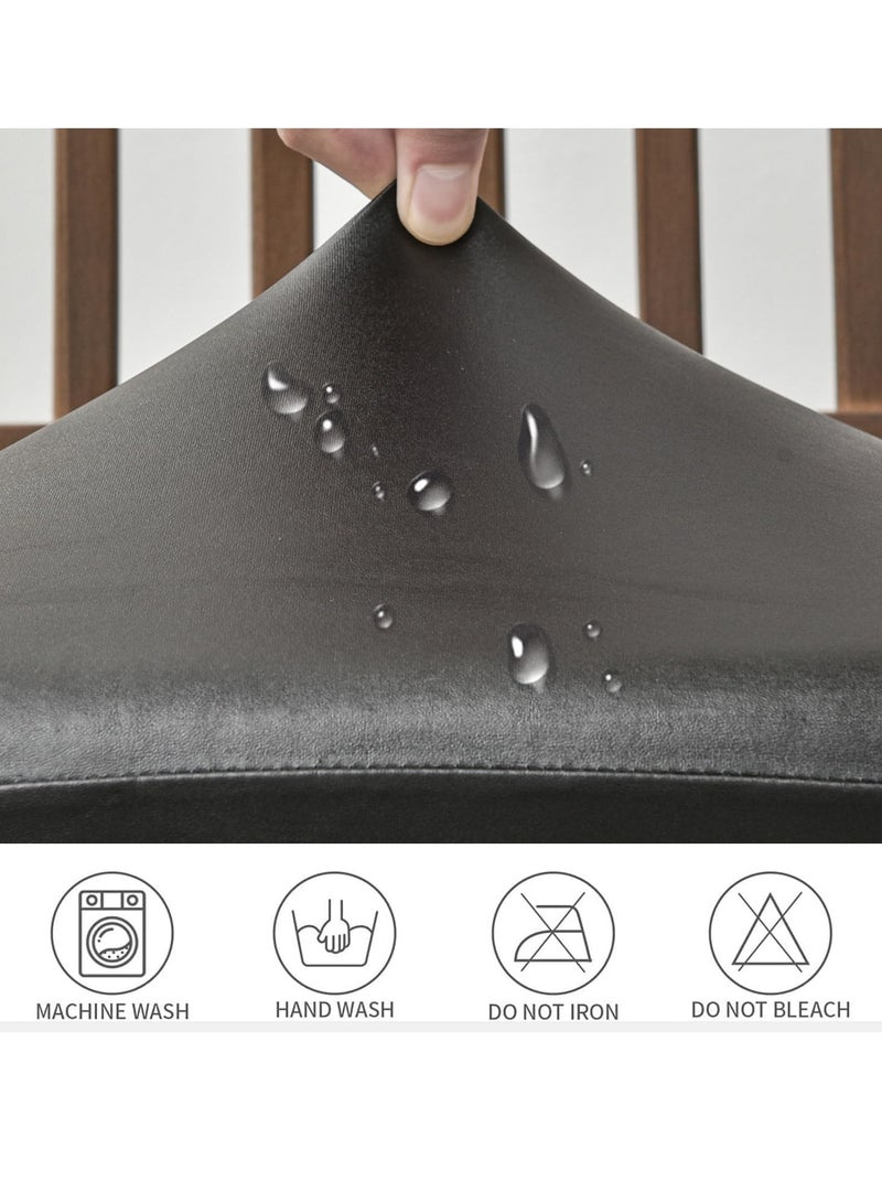 SYOSI Seat Covers, Set of 4 Stretch PU Leather Dining Chair Seat Covers Removable Kitchen Chair Covers Washable, For Dining Room Chairs (Rear Covers-Black) - Image 4