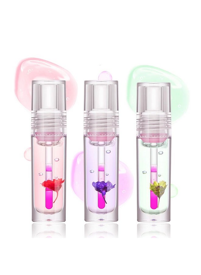 Aaiffey - Plumping Lip Glow Oilhydrating Tinted Lip Oil Color Changing Lip Gloss Floral Moisturizing Lip Balm Lip Care For Dry Lip Long Lasting Nourishing 3Pack - Image 1