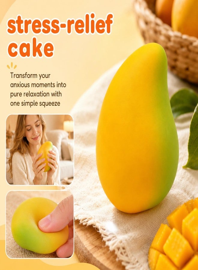 MeiAid Gold Mango Squishy, Fast Rising Stress Relief Fruit, Realistic Fruit Fidget Hand Toy for Anxiety & Sensory Needs, Classroom Rewards & Calming Toys for Teens Adults (Mango) - Image 3