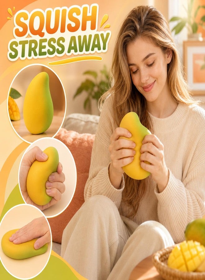 MeiAid Gold Mango Squishy, Fast Rising Stress Relief Fruit, Realistic Fruit Fidget Hand Toy for Anxiety & Sensory Needs, Classroom Rewards & Calming Toys for Teens Adults (Mango) - Image 2