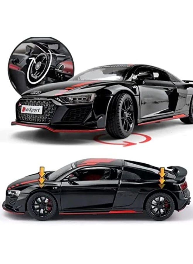 HAIZOL Audi R8 V10 Die-Cast Model Car 1:24 Scale | Alloy Body with Lights, Engine Sound & Pull-Back Action | Openable Doors | Premium Collectible Toy - Image 5