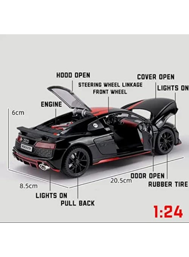 HAIZOL Audi R8 V10 Die-Cast Model Car 1:24 Scale | Alloy Body with Lights, Engine Sound & Pull-Back Action | Openable Doors | Premium Collectible Toy - Image 3