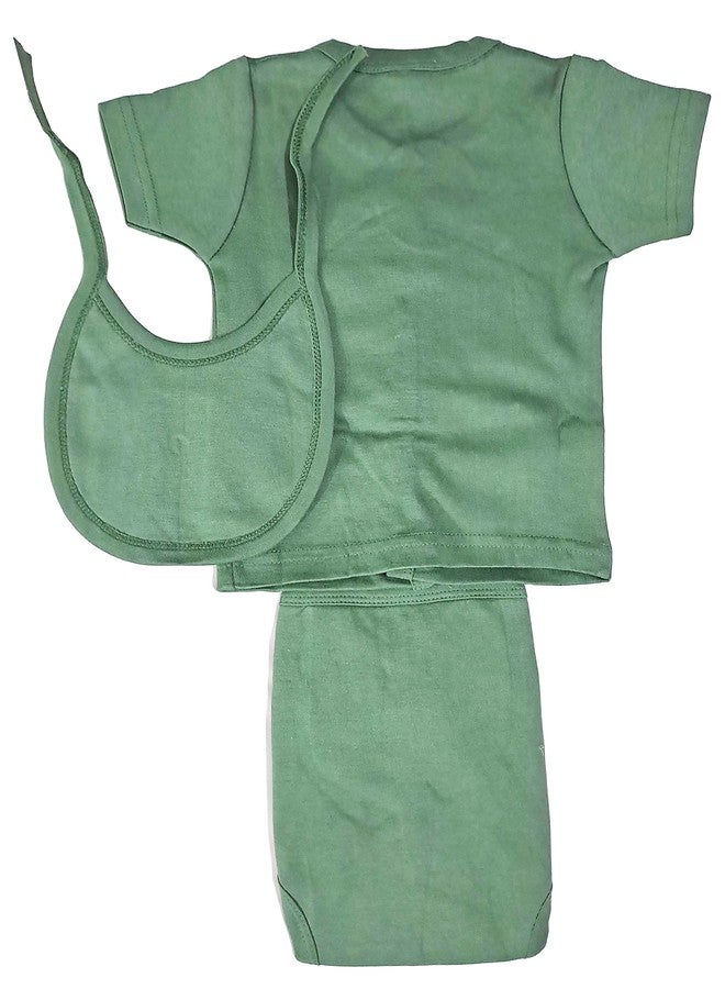 Ess Cubes Enterprise EssCubes Enterprise Super Soft Infant New Born Baby Boy and Baby Girls Clothes Shirt, Washable Diaper Nappy with Bib Set 3-6 Months (Green) - Image 2