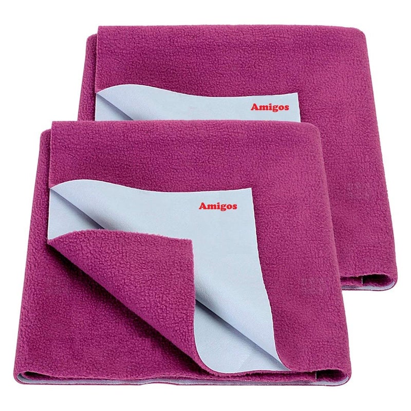 Amigos 2 Pieces Waterproof Baby Bed Protector Dry Sheets for New Born Babies Reusable Mats Cot & Bassinet (Double(260x200cm), Purple) - Image 1