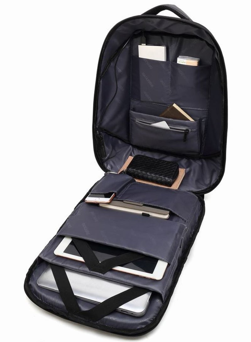 داتا زون شنطة لابتوب مقاس 15.6 بوصة لون رمادي مضادة للسرقة حقيبة ظهر عصرية ومريحة مع منفذ شحن USB مثالية للاستخدام اليومي والتنقل - Image 4