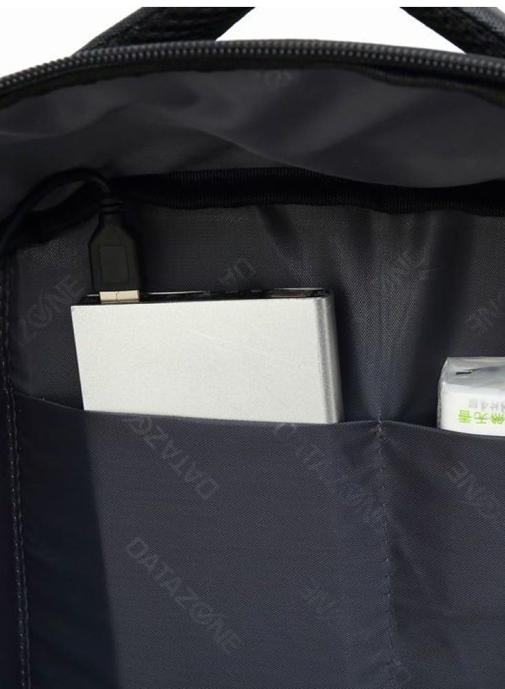 داتا زون شنطة لابتوب مقاس 15.6 بوصة لون رمادي مضادة للسرقة حقيبة ظهر عصرية ومريحة مع منفذ شحن USB مثالية للاستخدام اليومي والتنقل - Image 5