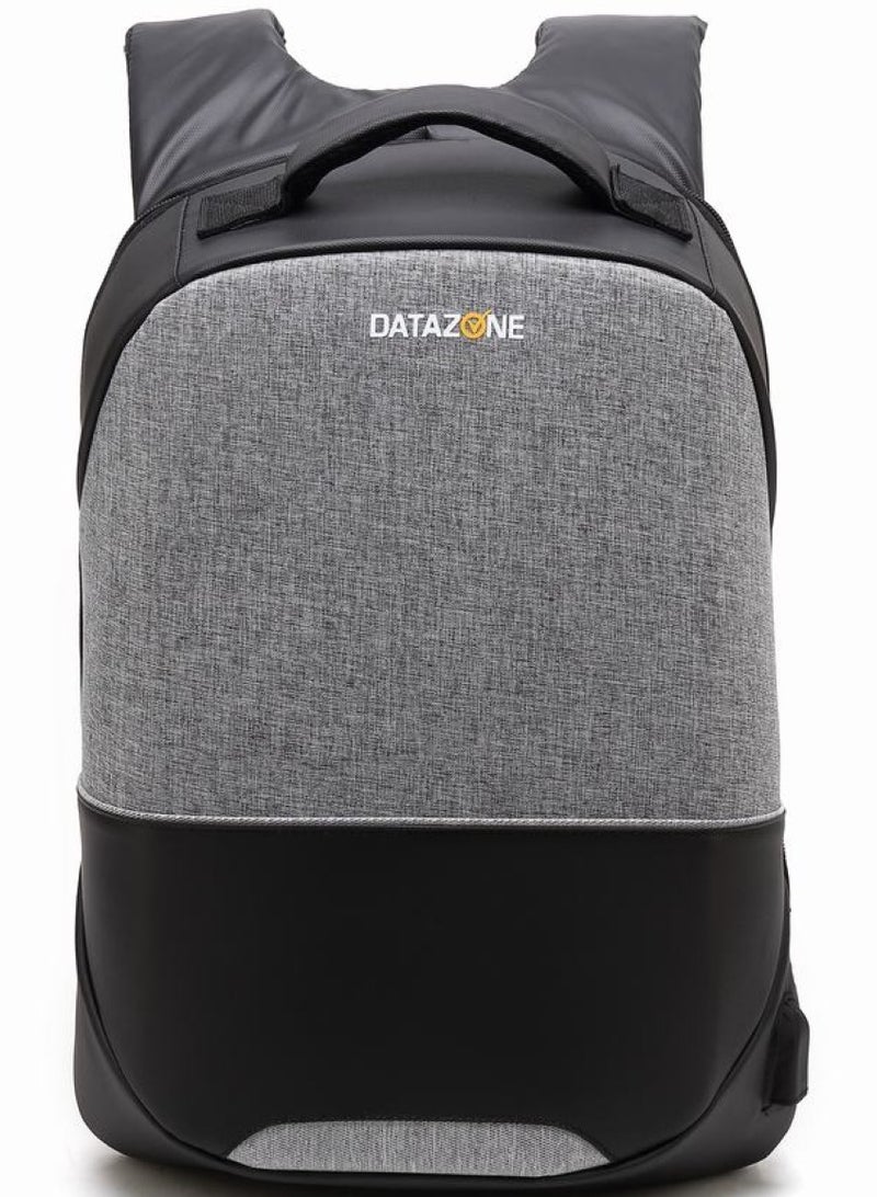 داتا زون شنطة لابتوب مقاس 15.6 بوصة لون رمادي مضادة للسرقة حقيبة ظهر عصرية ومريحة مع منفذ شحن USB مثالية للاستخدام اليومي والتنقل - Image 2