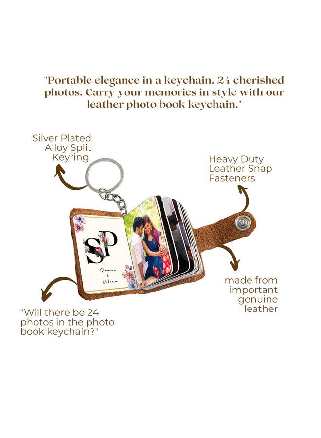 Flashing Click "Customizable Leather Photo Album Keyring - 12 to 24 Photos thoughtful gift options for various occasions Birthday, Anniversary, Couple Gifts, Family Keepsakes - Image 2