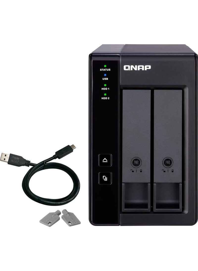 QNAP TR-002-A-US 2 Bay USB Type-C Direct Attached Storage (DAS) with Hardware RAID (Diskless) - Image 1