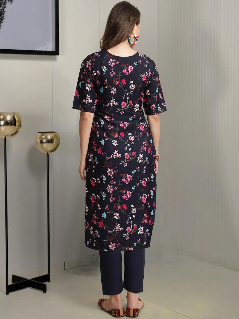 Tee Projekt Crepe Printed Kurta & Pant Set for Women Ethnic Wear Casual Wear Kurta Set - Image 4