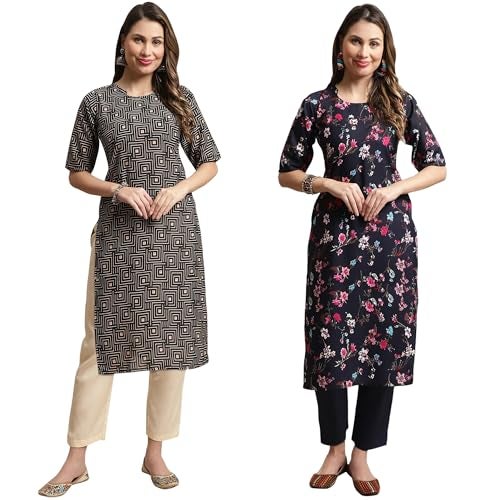 Tee Projekt Crepe Printed Kurta & Pant Set for Women Ethnic Wear Casual Wear Kurta Set - Image 1