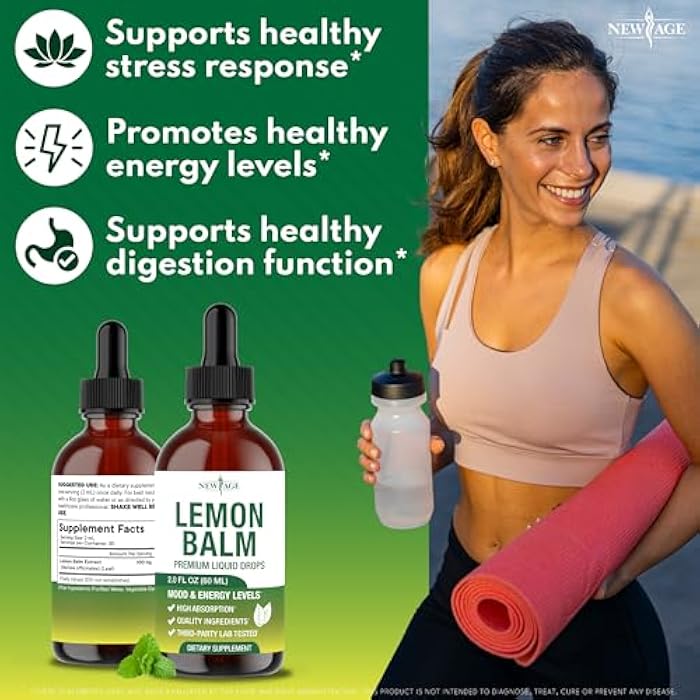 NEW AGE Lemon Balm Tincture - Mood Support Supplement - Lemon Balm Leaf Extract Drops - Vegan, Sugar & Alcohol-Free Calming Supplement - 8 fl oz - Image 2