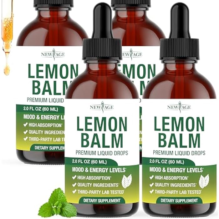 NEW AGE Lemon Balm Tincture - Mood Support Supplement - Lemon Balm Leaf Extract Drops - Vegan, Sugar & Alcohol-Free Calming Supplement - 8 fl oz - Image 1