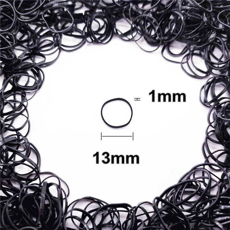 Tesvyns 1500pcs Mini Hair Rubber Bands, Non-slip Rubber Hair Bands for Girls, Elastic Hair Ties(0.5 inch) Black - Image 2