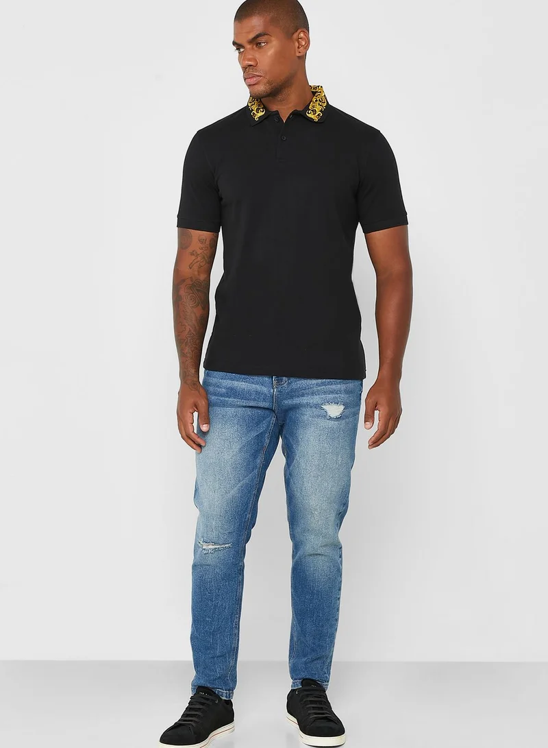 Seventy Five Print Collar Polo Shirt