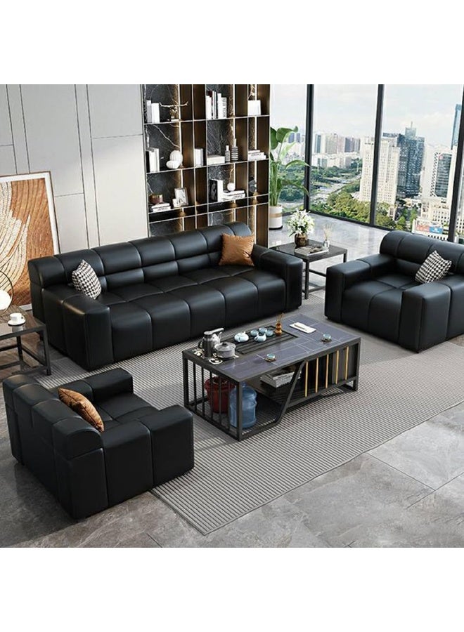 Zayn comforts Modern Black Leather Office Sofa Set - Image 1