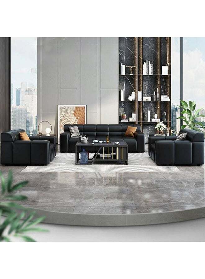 Zayn comforts Modern Black Leather Office Sofa Set - Image 3