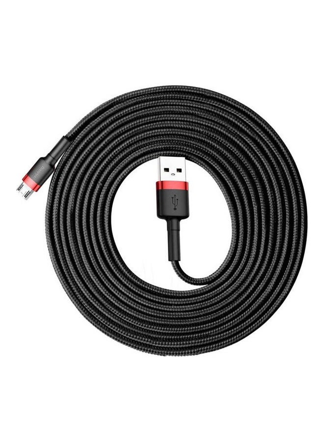 بيسوس كابل شاحن سريع نايلون مضفر بمنفذ مايكرو USB من كافولي إلى سلك شحن بمنفذ مايكرو USB للأجهزة التي تعمل بنظام أندرويد 2.0A متوافق مع أجهزة جالاكسي S7 S6 ونوت وإل جي ونيكسس ونوكيا وبلايستيشن 4 3M أحمر- أسود - Image 2