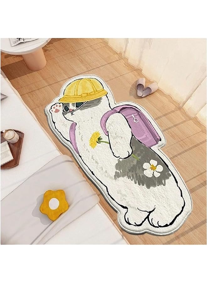 Zaboon Cat Shaped Rug,Anti-Slip Bedroom Rug Soft Microfiber Entry Door Mat for Living Room Kids Room Bedroom Bathroom Kitchen Home Decor (120 cm x 50 cm) - Image 1