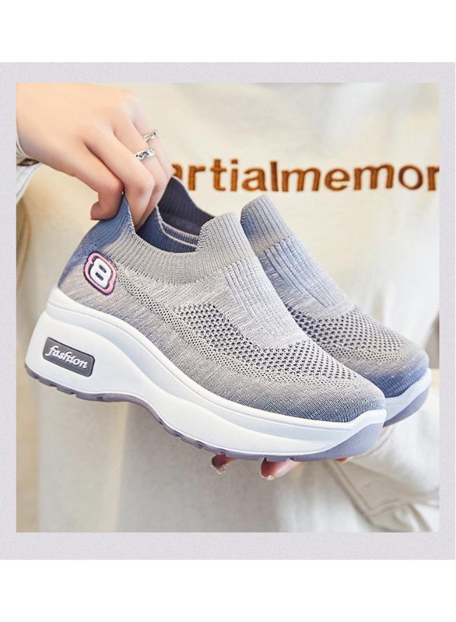 NIBEMINENT أحذية رياضية نسائية موضة صلبة أحذية منصة أنثوية ربيعية خريفية قابلة للتنفس للمشي كاجوال مسطحة أحذية نسائية فلكانزية - Image 1