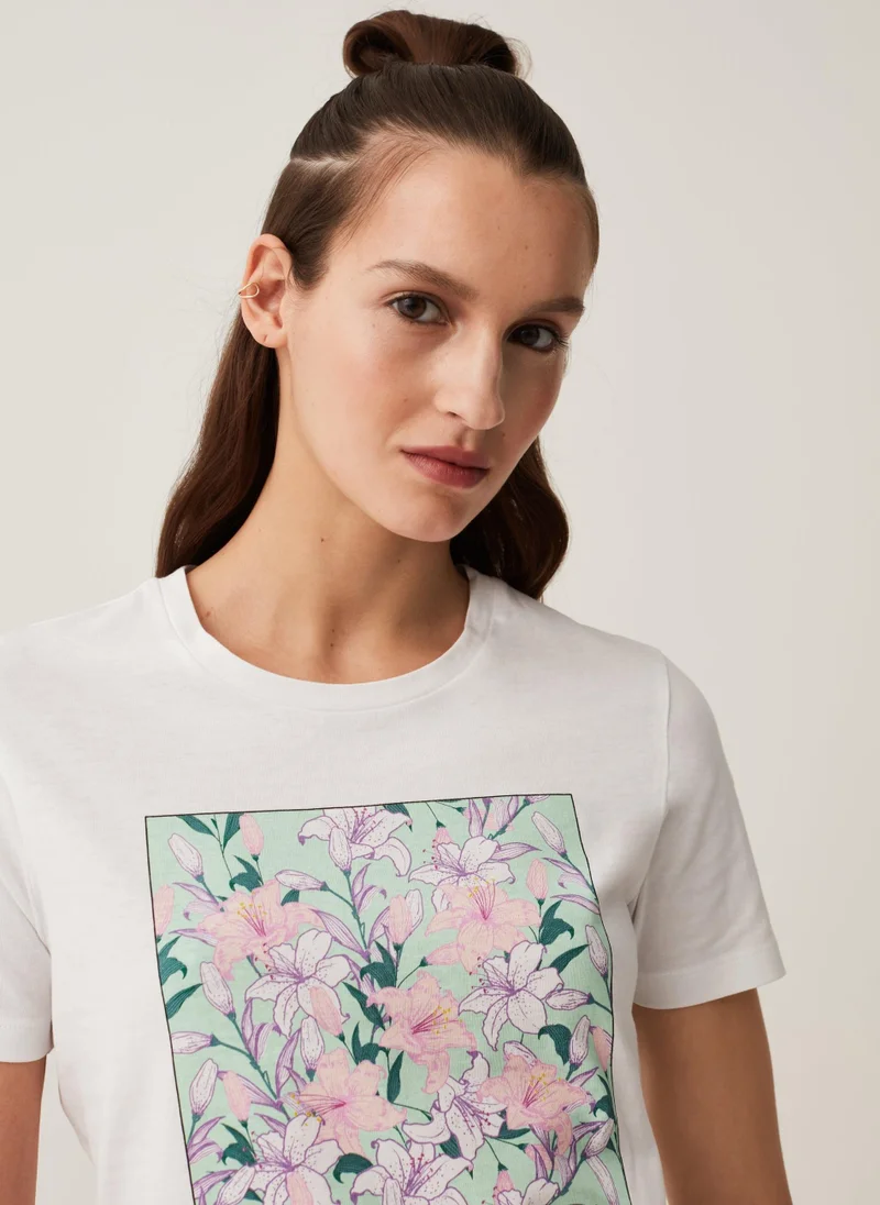 او في اس Ovs Cotton T-Shirt With Print