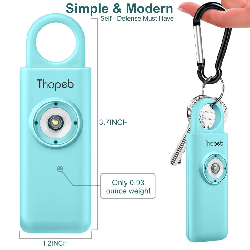 Thopeb The Original Personal Safety Alarm for Womenn by Women– Loud Siren Birdie Sound, Strobe SOS LED Light, Be Safe with Personal Alarm– Self Defense Keychain for College Essentials (Aqua) - Image 3