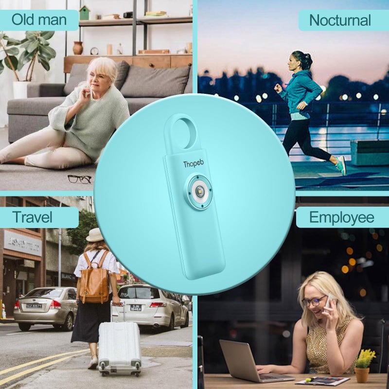 Thopeb The Original Personal Safety Alarm for Womenn by Women– Loud Siren Birdie Sound, Strobe SOS LED Light, Be Safe with Personal Alarm– Self Defense Keychain for College Essentials (Aqua) - Image 5