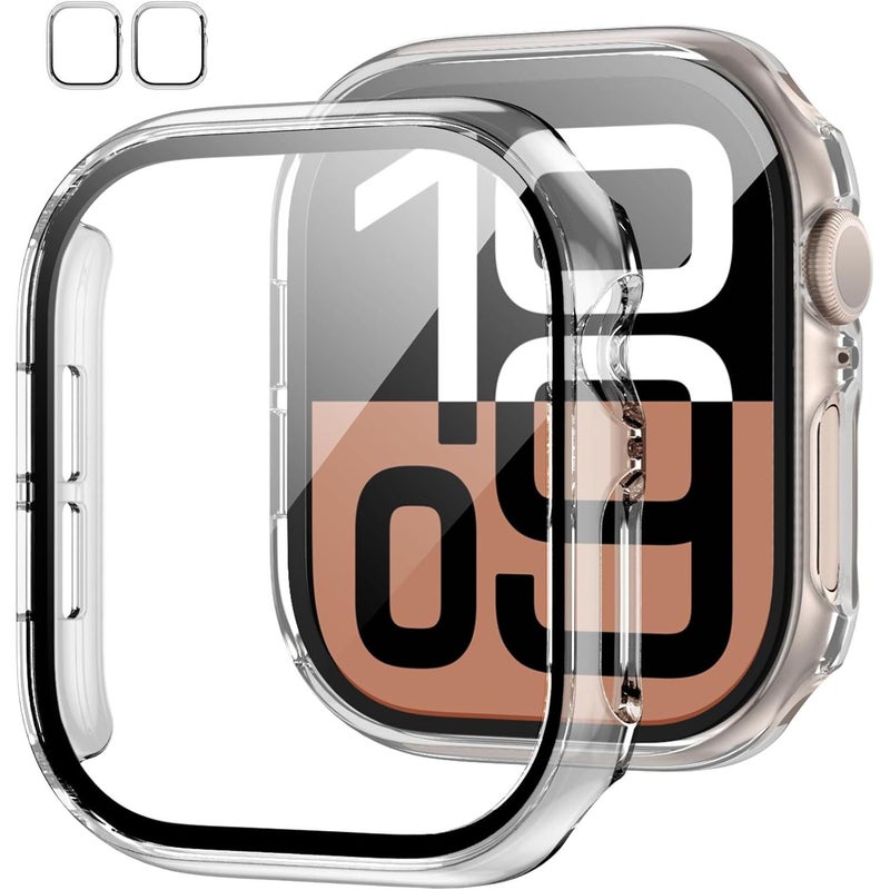 2 Pack Tempered Glass Screen Protector 46mm For iWatch Series 11 10 Clear Installation - Image 1