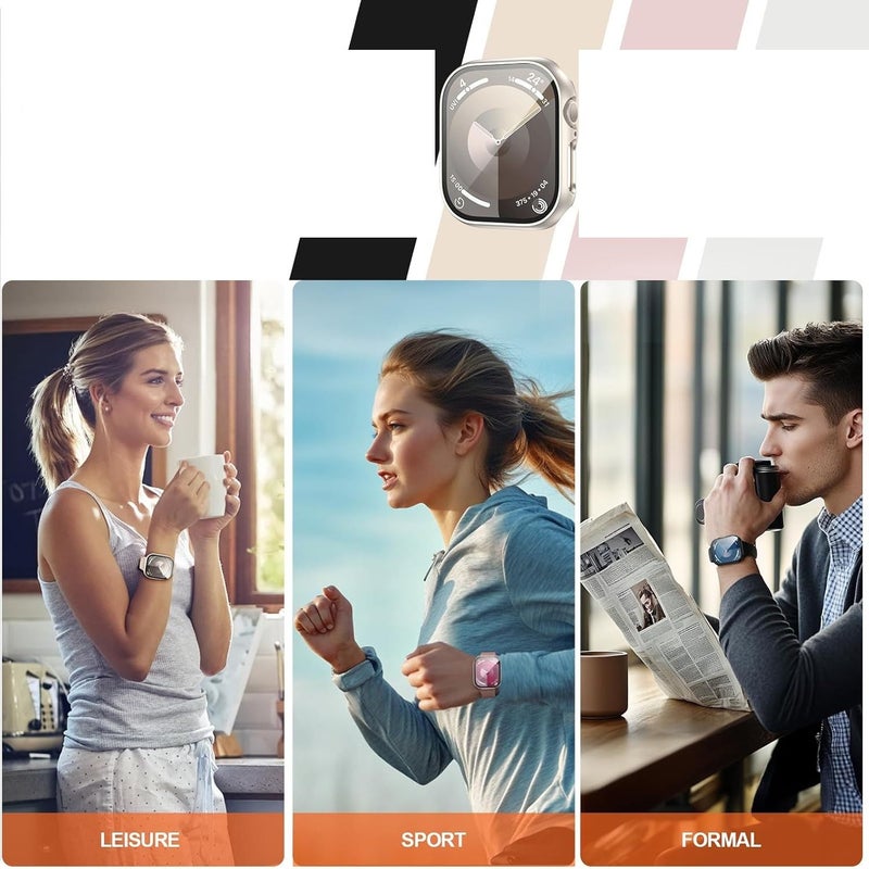 2 Pack Tempered Glass Screen Protector 46mm For iWatch Series 11 10 Clear Installation - Image 5