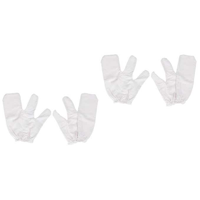 Exfoliating Silk Bath Gloves Medium Size 2 Pack White Color Skin Scrubber Mitts - Image 1