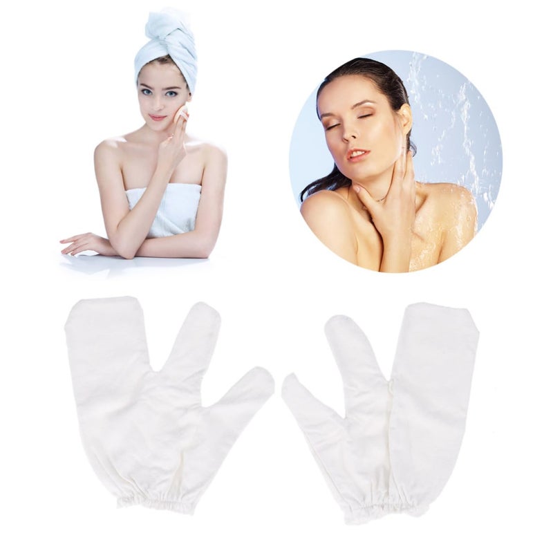 Exfoliating Silk Bath Gloves Medium Size 2 Pack White Color Skin Scrubber Mitts - Image 5