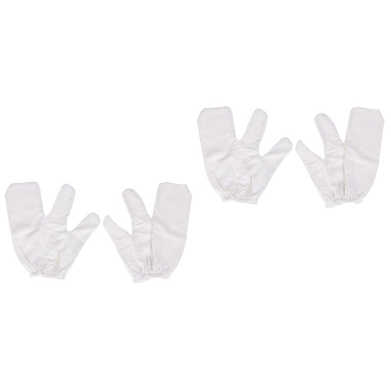Exfoliating Silk Bath Gloves Medium Size 2 Pack White Color Skin Scrubber Mitts - Image 2