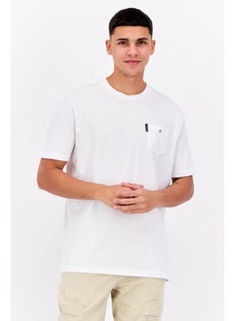 Men Crew Neck Short Sleeves Brand Logo  T-Shirt, White
