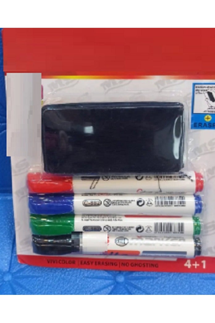 Generic 3-color whiteboard pen card + whiteboard eraser - Image 1
