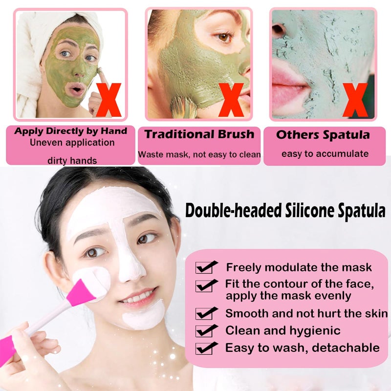 RamPula Mask Applicator Silicone Face Brush Face Mud Cream,Clay Mask,DIY,Modeling Mask Brushes DIY Mud Mixing Spatula Double-end Handheld Scoop Skin Care Make up Foundation Gel Cosmetic Tool - Image 3