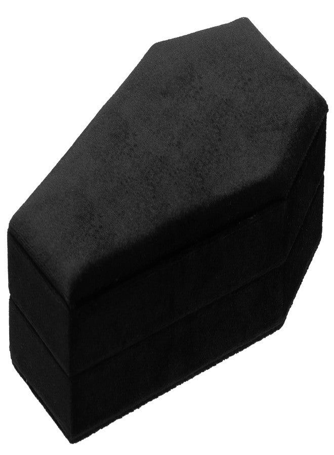 Giftop Large Velvet Coffin Ring Box Jewelry Tray Travel Case Hold Up 15 Rings for Accessories Gothic Home Jewelry Organizer Decorations Goth Decor Gifts (Black) - Image 3