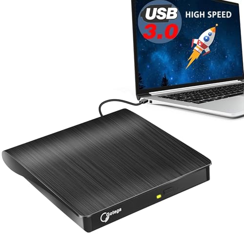 Gotega rts External USB 3.0 Portable CD DVD +/-RW Drive Burner Slim DVD/CD ROM Rewriter Player Superdrive, High Speed Data Transfer for Laptop MacBook Desktop PC, Plug and Play - Image 1