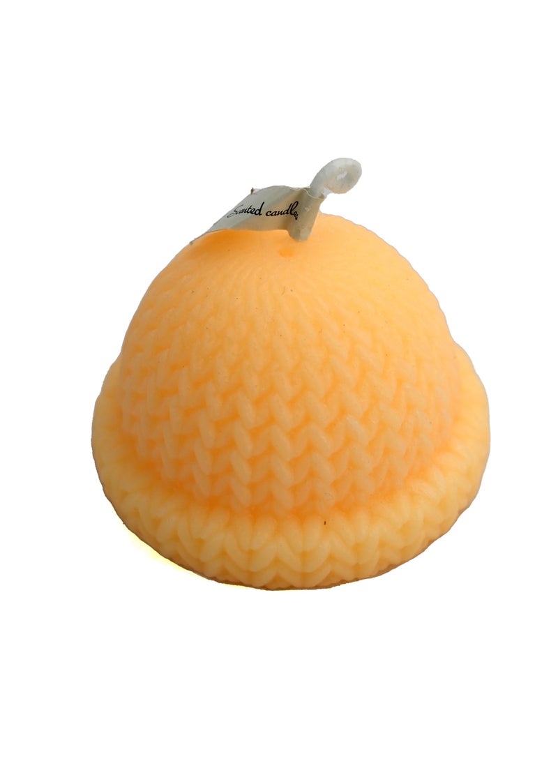 Beanie Hat Shaped Scented Candle Orange/ Aesthetic Candle Scented for Home, Office, Living Room / Stress Relief Gifts for Women/ Home Decoration Scented Candles/ Citrus Scented Candles Gift  - Image 1