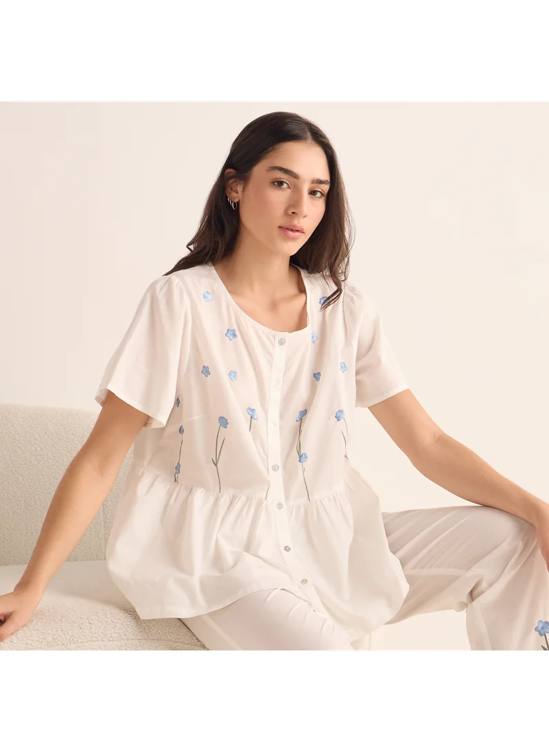 سبلاش فيڤ Embroidered Shirt and Pyjama Set