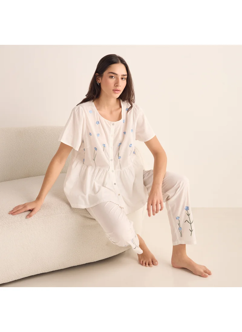 سبلاش فيڤ Embroidered Shirt and Pyjama Set