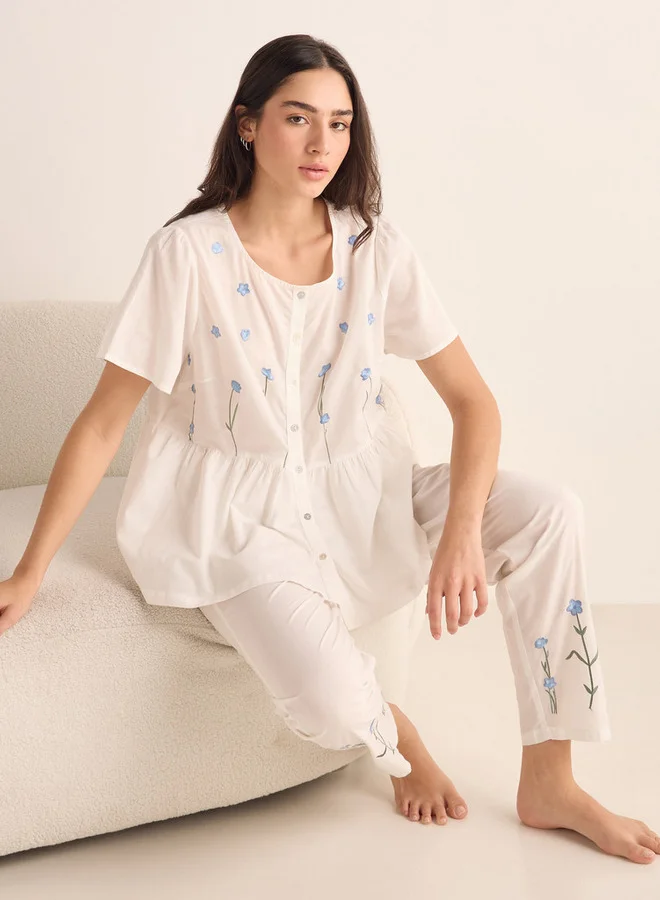 Splash FAV Embroidered Shirt and Pyjama Set