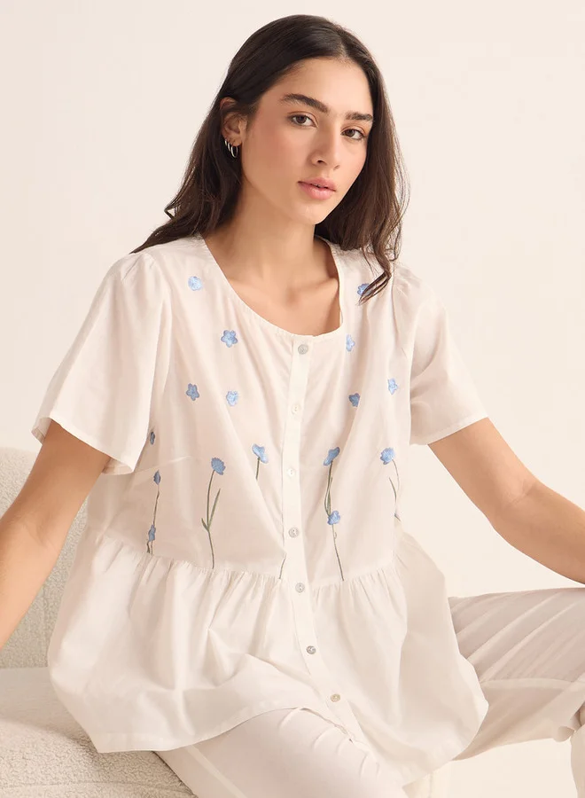 Splash FAV Embroidered Shirt and Pyjama Set