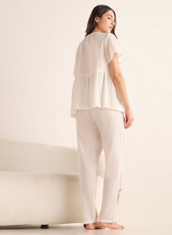 سبلاش فيڤ طقم قميص وبيجامة مطرز - Image 3