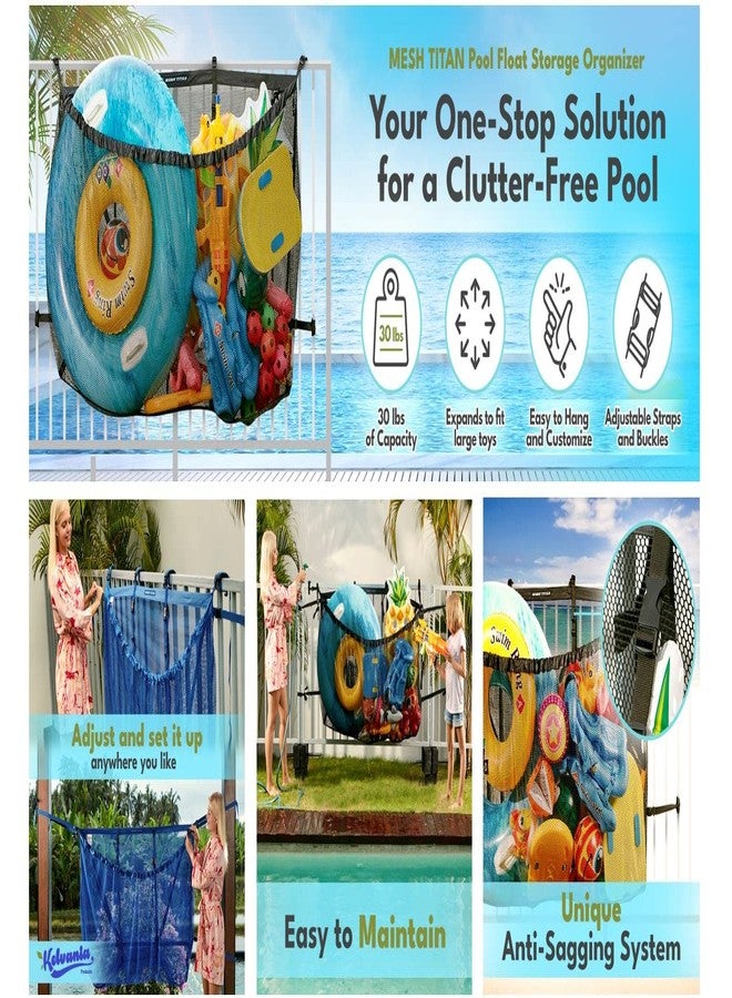 MESH TITAN MeshTitan Heavy-Duty Pool Storage Bag - Floats & Toys Organizer with Sturdy Mesh & Anti-Sagging Support (Blue) - Image 2