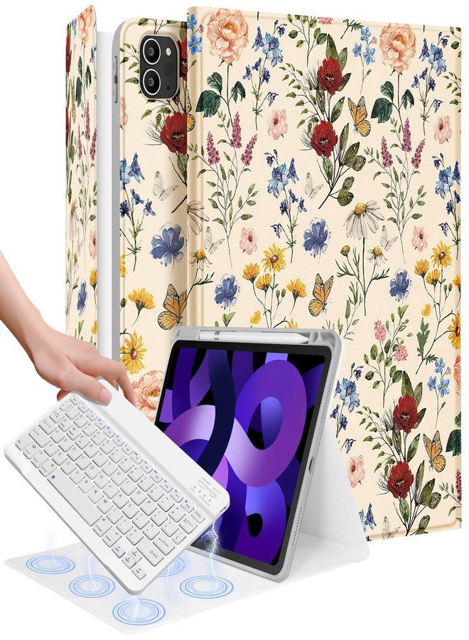 Wazzasoft for iPad Air 11 inch Case 2024, Air 5th/4th Generation 10.9, Pro 11'' Case with Keyboard Pencil Holder Folio Tablet Cover Women Girls Cute Kawaii Strawberry for iPad Air 11 2024 (M2), Pro 11 - Image 1