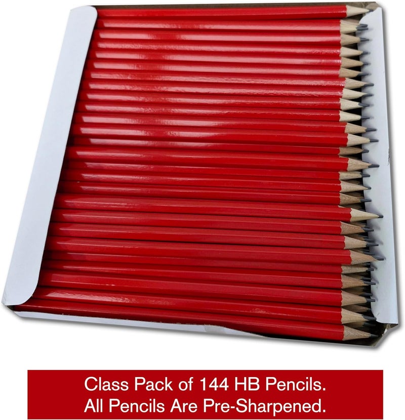 Essential Arts 144 Office HB Wooden Drawing and Sketching Pencils for School Classroom, Business and DIY – Class Pack Hexagonal Graphite Pencils - Image 3