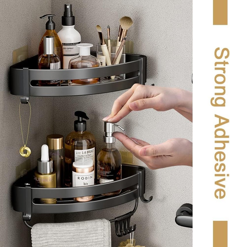 HOMENU Bathroom Corner Shelves Bathroom Organiser Corner Shelf for Bathroom Wall Self Adhesive Bathroom Shelf Bathroom Corner Stand Corner Rack for Organiser Without Drill(Pack of 1) - Image 3