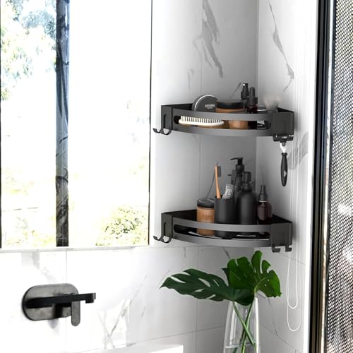 HOMENU Bathroom Corner Shelves Bathroom Organiser Corner Shelf for Bathroom Wall Self Adhesive Bathroom Shelf Bathroom Corner Stand Corner Rack for Organiser Without Drill(Pack of 1) - Image 2